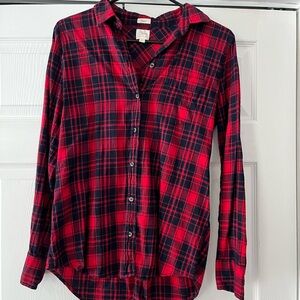J. Crew Navy and Red Plaid Shirt